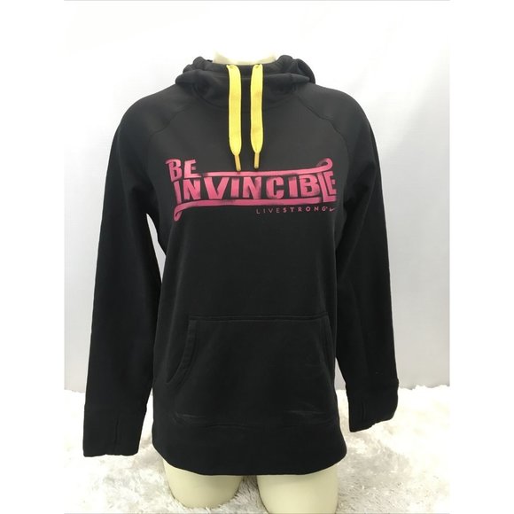 Be Invincible Live Strong Workout Hoodie Women Size Medium Black - Picture 1 of 8